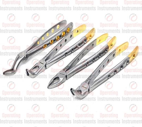 SET OF 4 DEEP GRIPPING ATRAUMATIC DENTAL EXTRACTING FORCEPS DIAMOND DUSTED - Picture 2 of 4