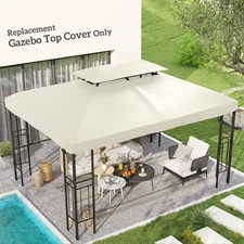 13' x 10' 2-Tier Gazebo Canopy Top Cover Replacement for Patio, Cream White