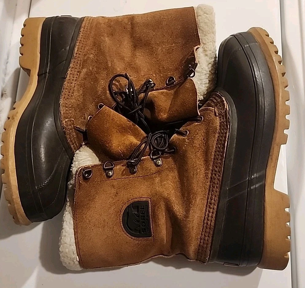 Vintage Kaufman Sorel Boots Brown size 8 Hand Crafted Leather Rubber Waterproof