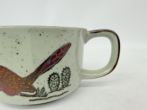 Tazza tazza vintage Otagiri Roadrunner uccellino gres maculato deserto cactus 12 oz - Foto 3 di 16