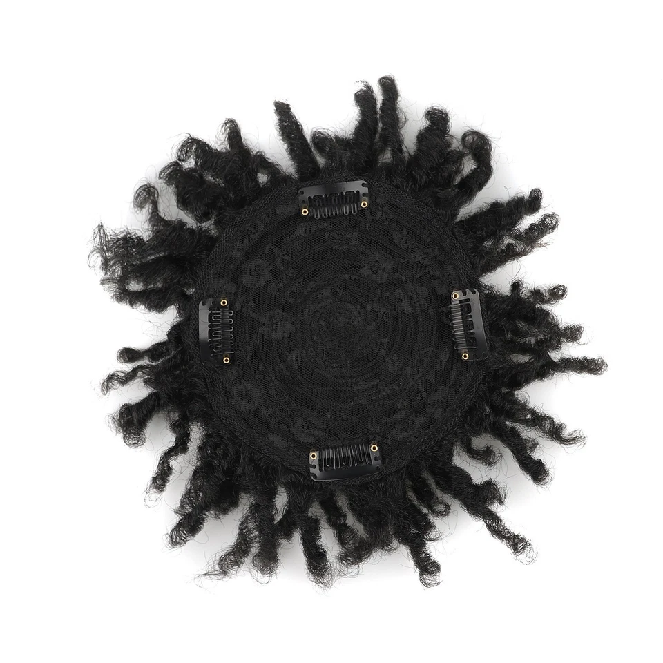 Short Afro CurlyHair Dreadlock Toupee for Men Synethetic Black African American - Image 2 of 4