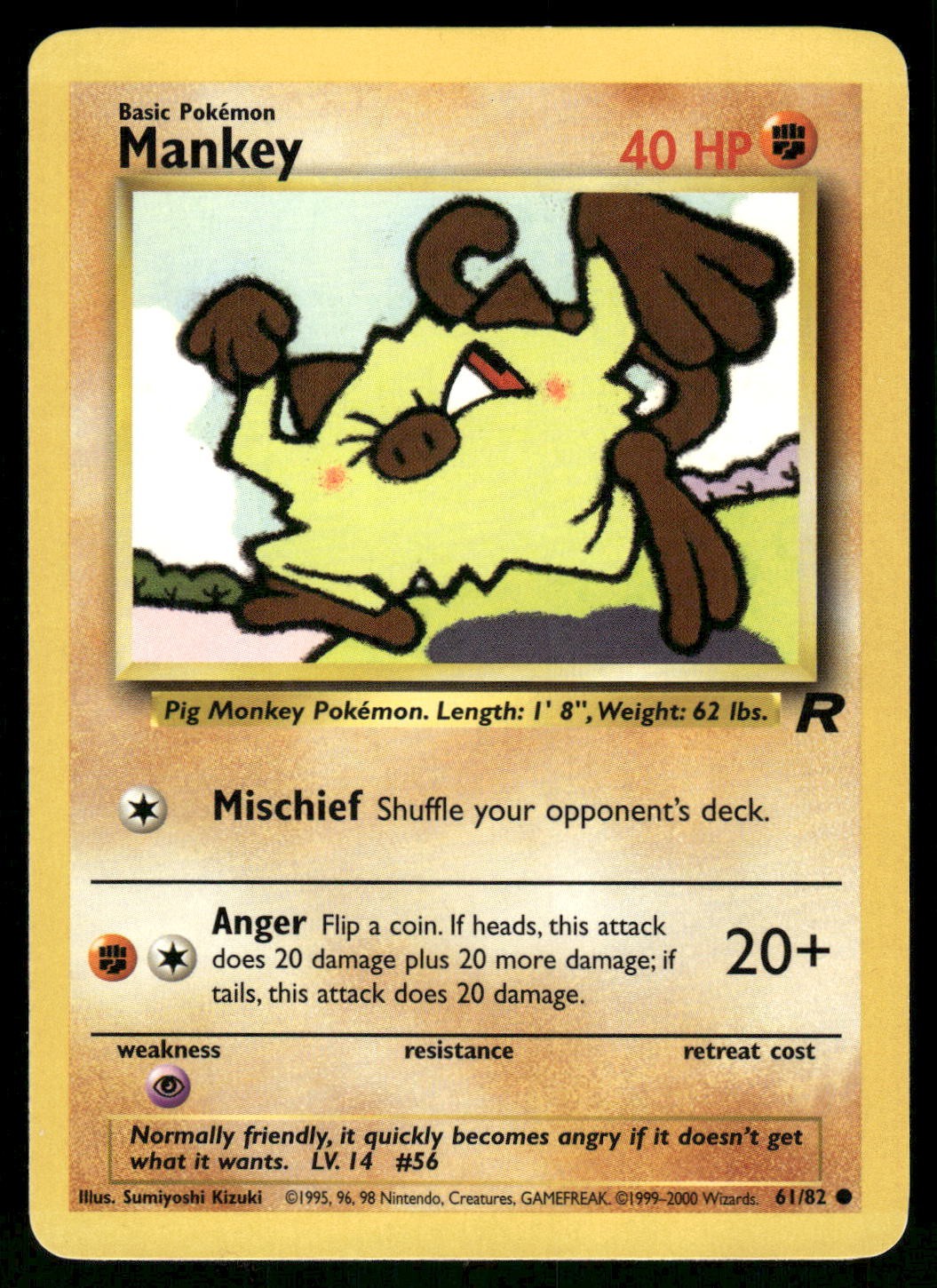 2000 Light Played Pokemon Mankey 61/82 Team Rocket English