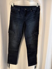 True Religion Women's Size 28 Skinny Cargo Jeans Stretch Zip Leg Inseam 27  