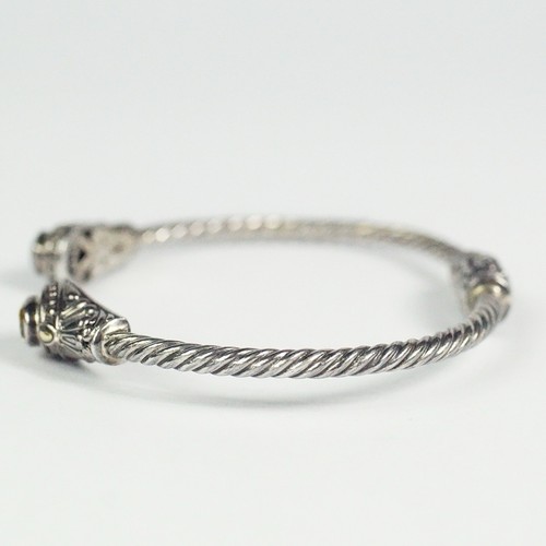 Robert Manse Sterlingsilber Citrin 18K Gelbgold gedrehtes Seil Manschette Armband - Bild 2 von 13