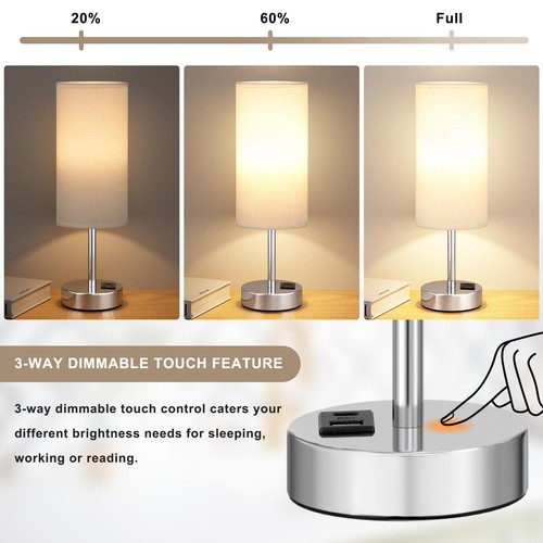 Nachttischlampen für Schlafzimmer 2er Set - Touch Lampe für Nachttisch mit USB... - Bild 4 von 8