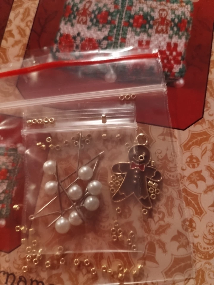 JUST NAN TINY GINGER BOY CUBE & CHRISTMAS MICE ORNAMENT CROSS STITCH CHART & EMB - Image 3 of 4