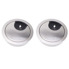 2pcs Round Computer Desk Grommet Zinc Office Supplies Wiring Outlet