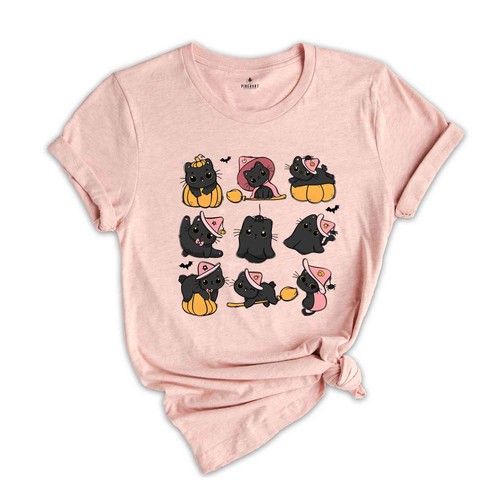 Schwarze Katzen Halloween Shirt, süßes Geisterkatzenshirt, Geisterkatze Halloween, gruseliges Se - Bild 11 von 24