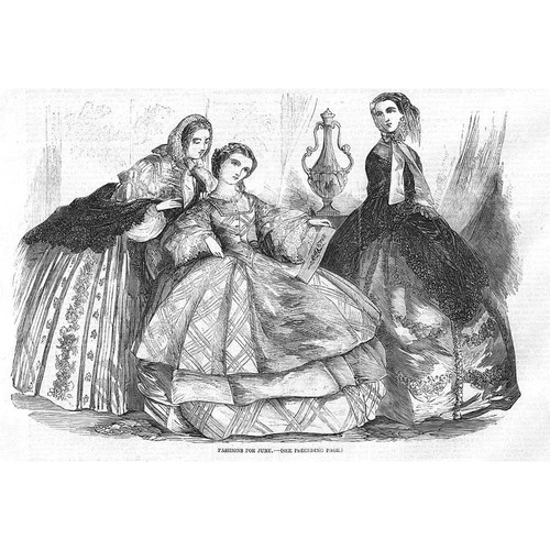 FASHION Ladies Fashion for June - Antique Print 1858