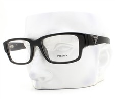 Prada VPR 07Z 1AB-1O1 Eyeglasses Glasses Polished Black Silver Logo 55mm w/case