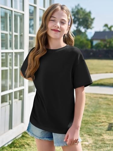 Girls Short Sleeve T Shirts Kids Summer Oversized Tops 11-12 Years Black - Bild 3 von 7