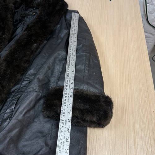 Vintage Penny Lane Leather Fur Trench Coat Duster Mob Wife 18/20 Avenue Design - Picture 5 of 11