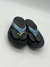 Oofos Oolala Luxe Women  s Size 6 Recovery Comfort Teal Blue Thong Sandals Shoes