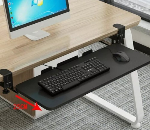 Keyboard Tray Under Desk with Sturdy Clamp for Office Home Sliding Platform UK - Afbeelding 1 van 4