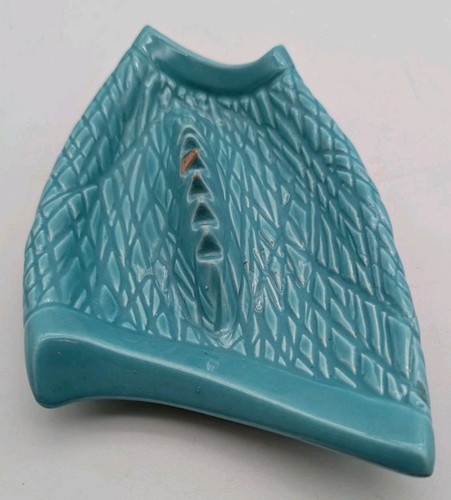 Vintage Mid Century Modern Caly Art Pottery USA 525 Ceramic Ashtray Turquoise - Picture 2 of 6