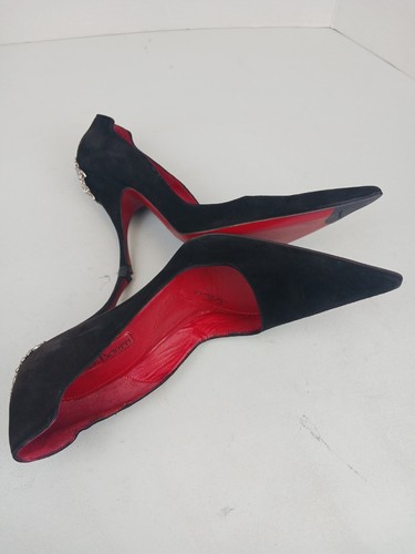 CESARE PACIOTTI women black suede 4 1/4" stilettos shoes Size US 7/EU 37.5 VTGE - Imagen 17 de 18