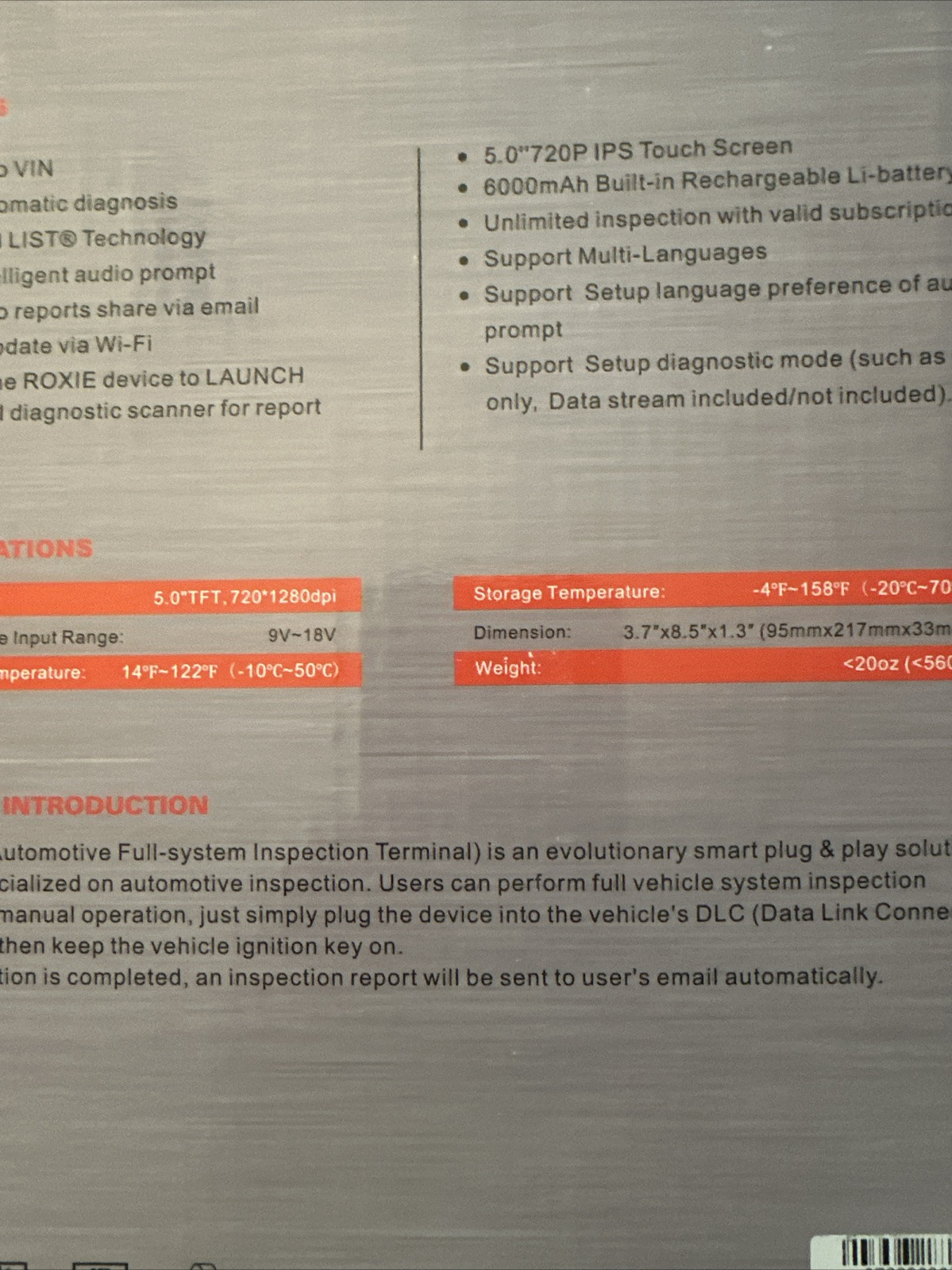 Launch USA Roxie WiFi Diagnostic Scan Tool Automatic Pre Post Scan NEW 301050450
