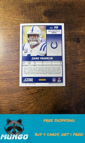 2024 Score #119 Zaire Franklin Indianapolis Colts - Foto 2 di 2