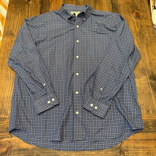 Duluth Trading Co. Mens XL Blue Plaid Button Down Long Sleeve Shirt, cotton - Picture 1 of 5