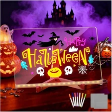 LED Note Board with Colors 7 Colors Acrylic Message Board with Light LED Draw...