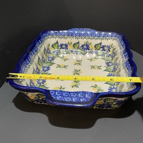 Kalich Polish Pottery Yellow Blue Floral Signed Katina C. Hand Made 7.5”x9.5” - Picture 11 of 11