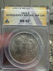 1921 ANACS MS62 Top 100 VSM-13A Infrequently Reeded Morgan Dollar