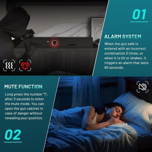 Unterbett Waffentresor für Gewehre und Pistolen, Waffenaufbewahrung Safe Schublade, Gewehrsafe - Bild 2 von 8