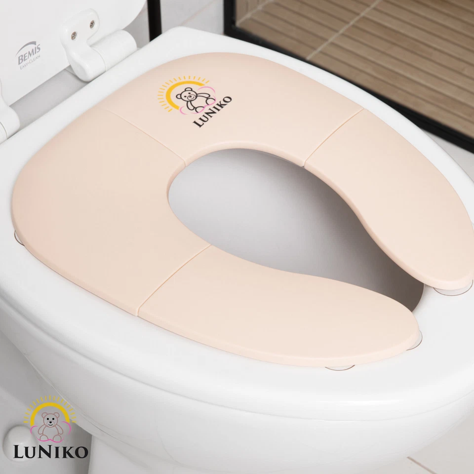 LuNiko Portable Folding Potty Training Toilet Seat for Toddlers Travel Beige - Image 2 of 4