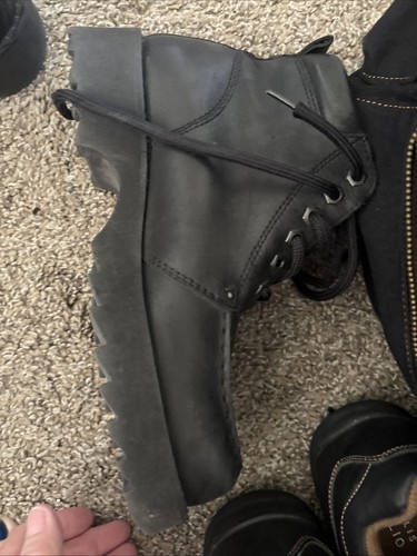 Polo Jeans Co Ralph Lauren taglia 7D stivali in pelle nera stringati usati uomo Y2K - Foto 11 di 17