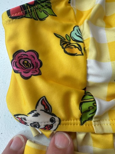 Disney Moana Ariel friends 2 piece swimsuit yellow white ruffle shorts Size 9/10 - Picture 3 of 9