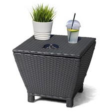 13GAL Garden 2in1 Outdoor PE Wicker Side Tabl...