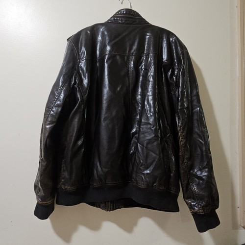 Vintage Levi's Herren XL Jacke Bomber braun Kunstleder Sherpa gefüttert DISTRESSED - Bild 8 von 18