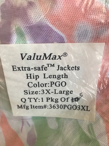 (5/Pk) VALUMAX Extra-Safe Hip Length Lab Coat Jacket Multi-Print Size 3X-Large - Picture 2 of 8