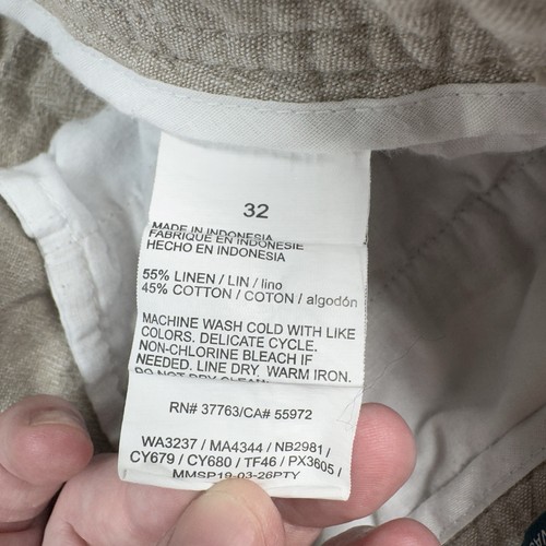 Perry Ellis Herren Kordelzug Leinenmischung Beige Shorts Größe 32 - Bild 9 von 10