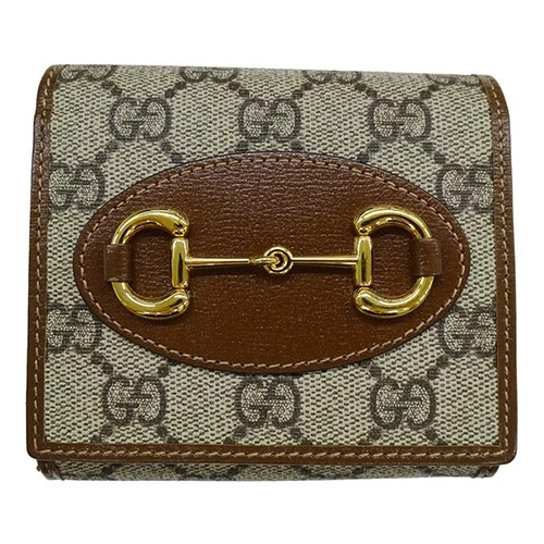 Portefeuille Gucci marque Bifold Horsebit Gg Supreme toile marron 621891