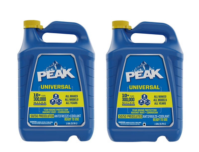 PEAK Universal 50/50 Prediluted Antifreeze + Coolant for All Vehicles, 2 gal