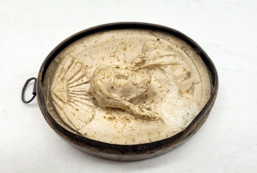 Französischer Antik Vintage Meerschaum Handgeschnitzt Paris Nachlass Anhänger Jesus Krone - Bild 5 von 15