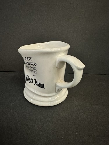 Kings Island Souvenir Coffee Mug Smashed By The Beast Foil Label Rare Crumpled - Picture 6 of 11