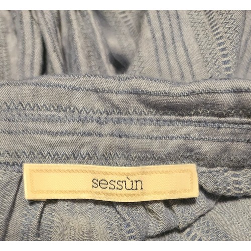 Sessun "Fontella Grès" Blue Striped Button Down Midi Dress Casual Everyday Chic - Picture 4 of 6