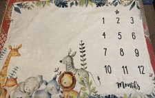 Soft Baby Monthly Milestone Blanket 52 x 38 inches Animals