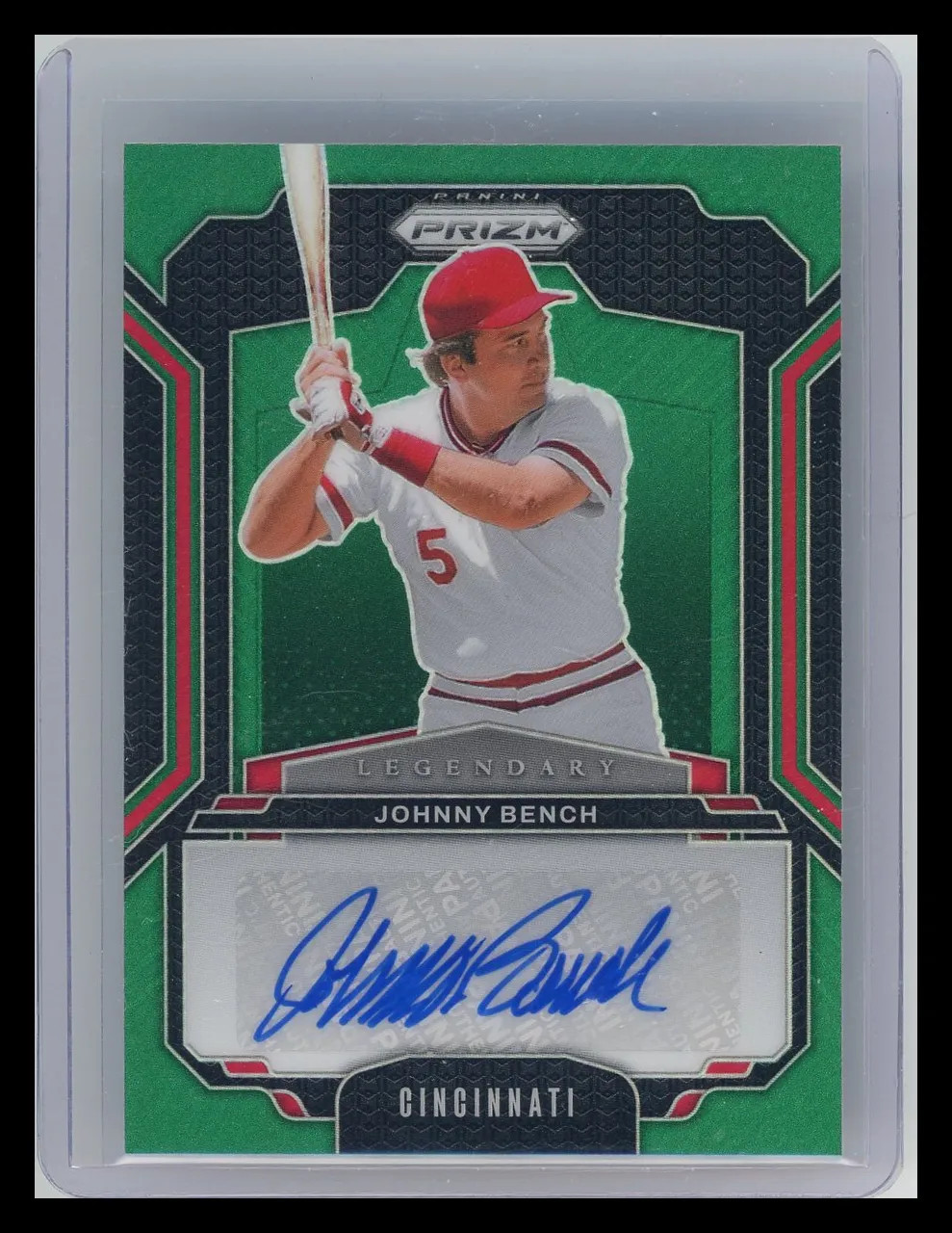Johnny Bench - 2025 Panini Prizm Legendary Green Auto