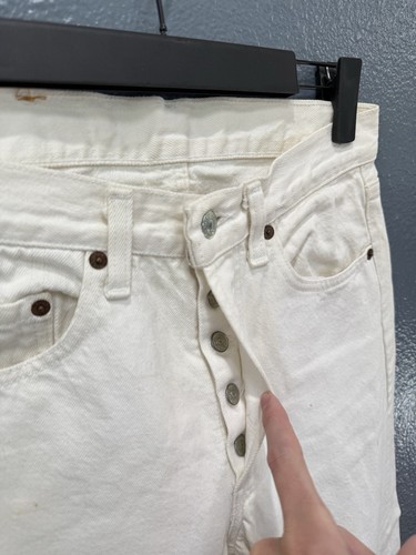 Vintage 80’s Levi’s 501 XX Button Fly White Denim Jeans Size 29/30 USA Made - Picture 6 of 10