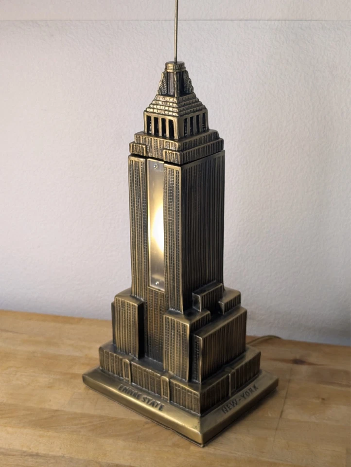 Vintage Sarsaparilla Art Deco Empire State Building Lamp Metal Sculpture 18" - Image 4 of 4