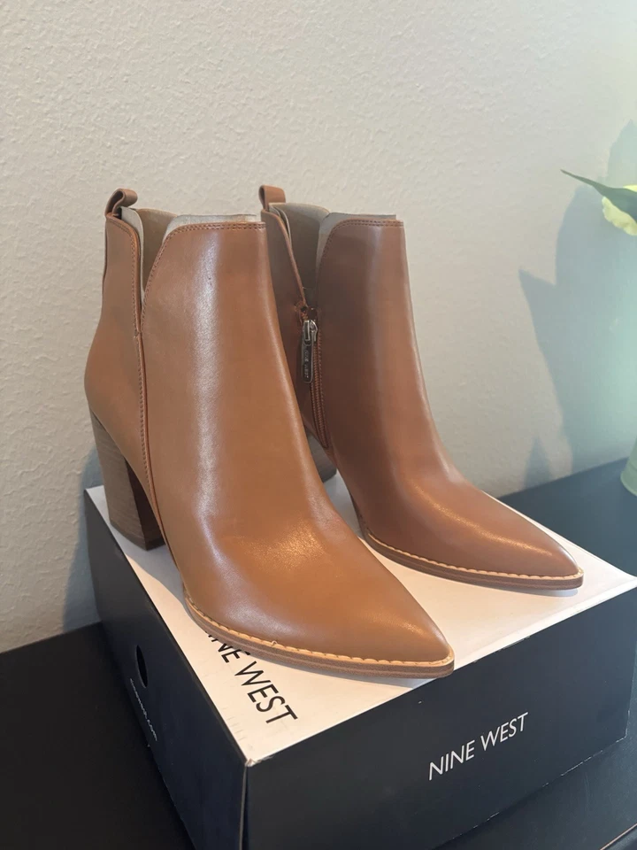 Nine West Bolen Pointed Toe Booties, Light Brown, Sz 8 - Image 3 of 4