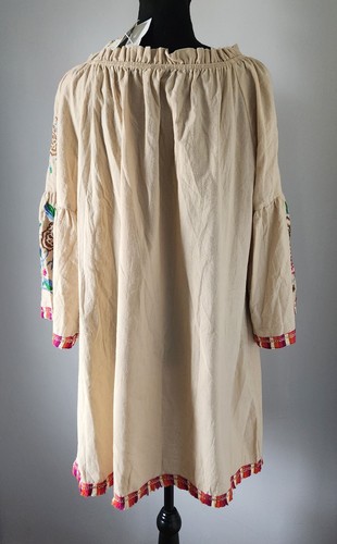 VELZERA beige Blumen bestickt ausgestellte Ärmel Off-Shoulder Tunika Kleid Größe 2XL - Bild 4 von 14