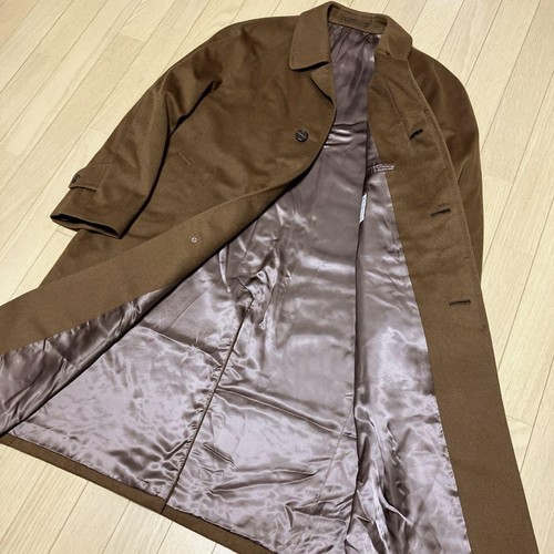 NINA Ricci Cashmere Single Collar Long Coat Size 98 B5 Brown Made in Japan - Picture 17 of 24
