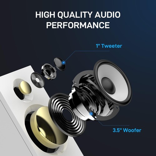 BT16 Aktywne głośniki półkowe 3,5" głośnik niskotonowy z 1" głośnikiem wysokotonowym, 60W RMS-Bluetooth... - Zdjęcie 2 z 8