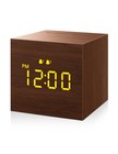 Digital Alarm Clock, with Wooden Electronic LED Time Display, 3 Alarm, 2.5-in...