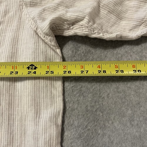 Trader Bay Shirt Men’s White XL Stripes Linen Blend Band Collar Beach Resort Fun - Picture 7 of 9