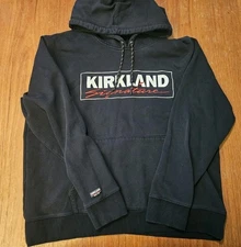 Kirkland Signature Hoodie Men's XL Black Logo Spell Out Costco Drawstring